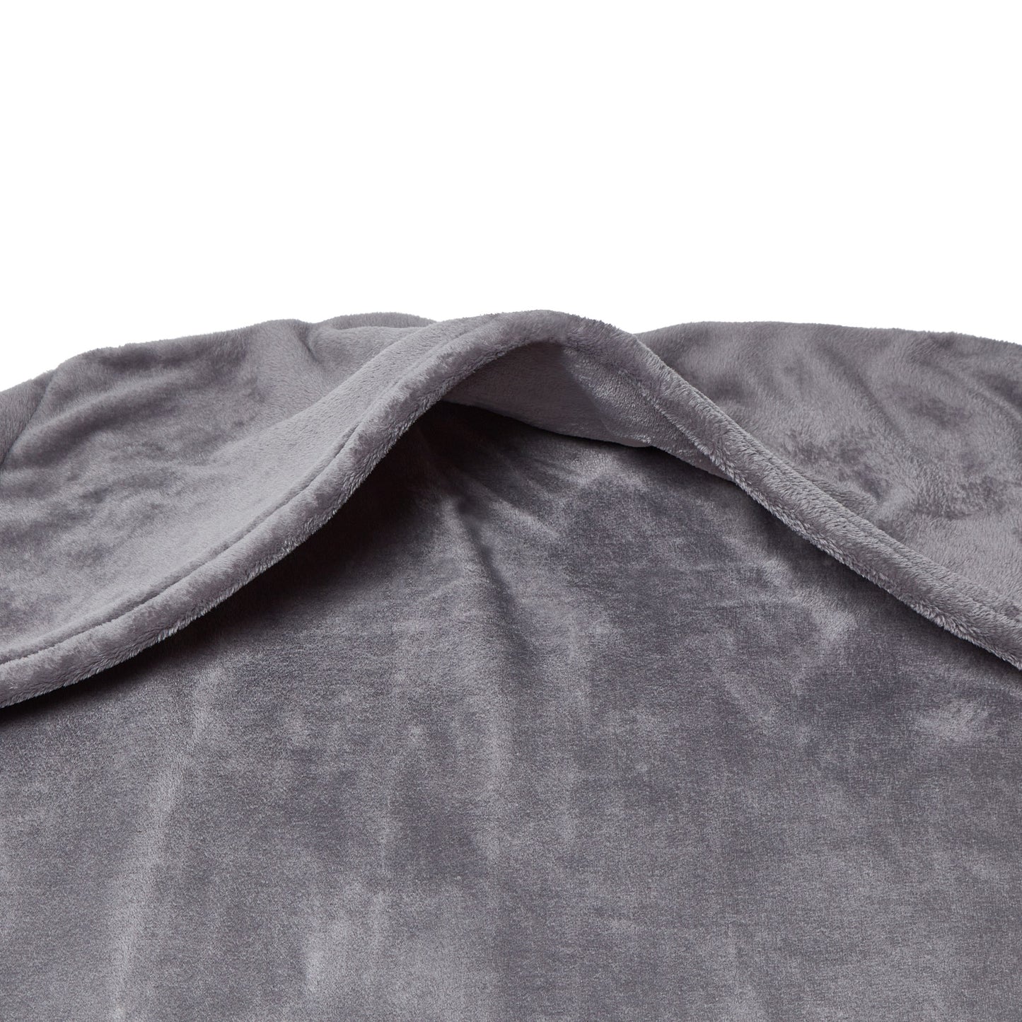 Supersoft grey Snhug Sit sitting blanket in plush velvet fleece, size 150x200cm, featuring a center opening and deluxe foot pocket for seated warmth and comfort.